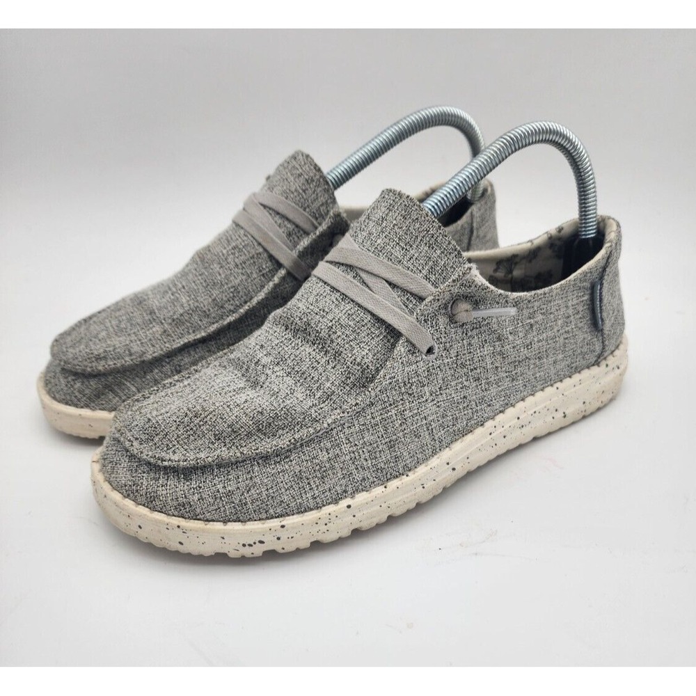 Hey Dude Shoes Womens Sz 9 Grey Wendy L Linen Iron‎ Slip On Comfort